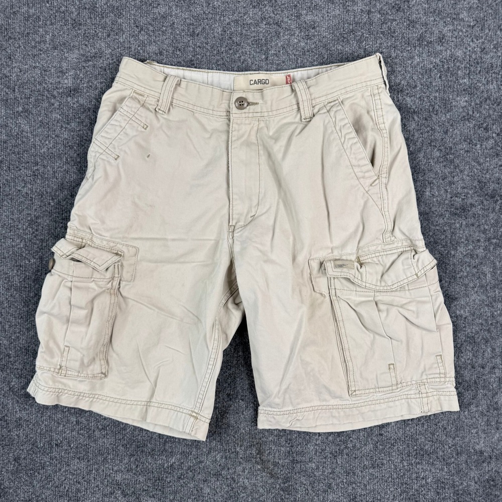 Levi's Cargo Shorts Mens Size 32 Beige Tan Cotton Utility Multi Pocket Fair